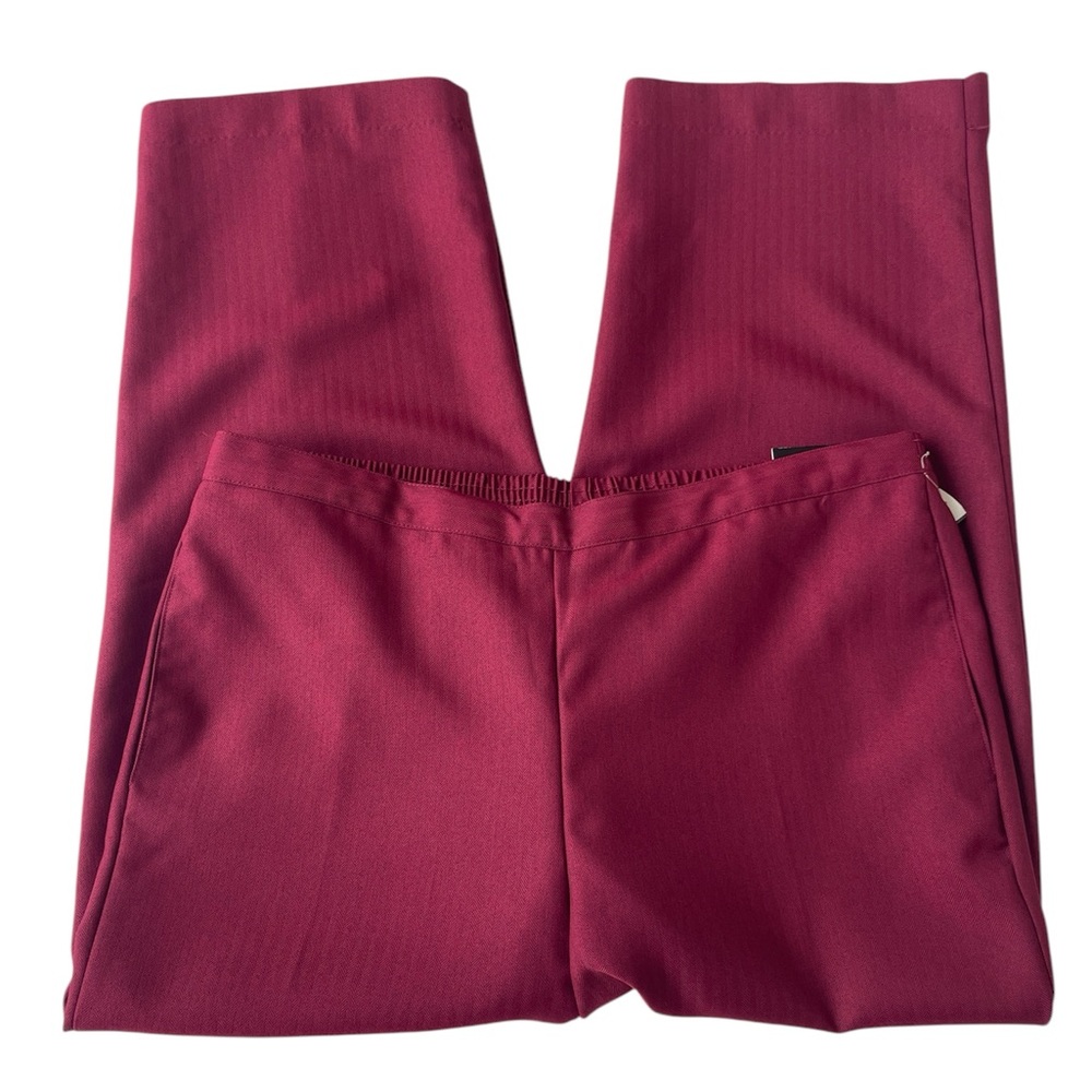 Alfred Dunner Classic Fit Dress Pants Burgundy Comfort Waist Pockets 18P NWT